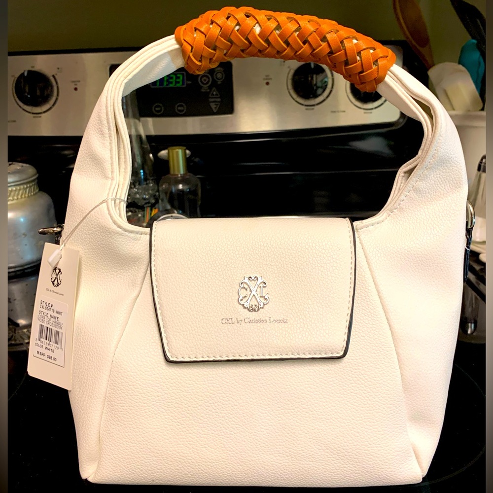 Christian Lacroix CXL Cora hobo bag w/strap. 
Winter White w/ braided accent